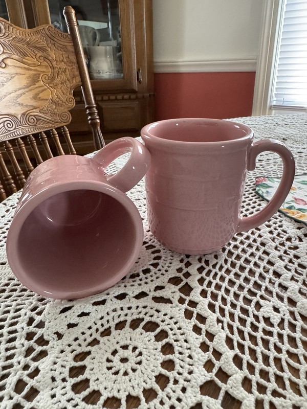 Longaberger~Pink ~Woven Traditions~2~Mugs~ Horizon of Hope~Unused~