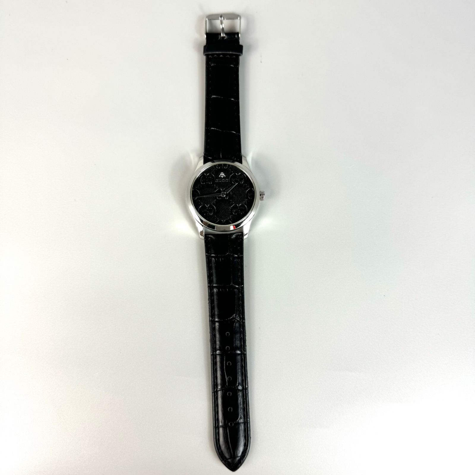 Gucci G-Timeless Quartz Watch Black Leather Men Pre-Owned image 5