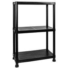 Garage Storage Shelves Black Plastic 3 4 5 Tier Shelving Unit for Shed & Office