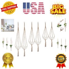 Elegant 6-Pack Macrame Plant Hangers in 3 Sizes for Stylish Indoor Gardens