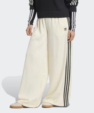 Adidas Originals Adicolor Satin Wide Leg Track Pants Cream White Black