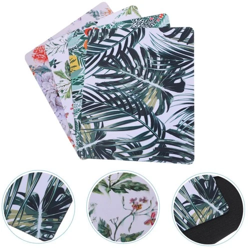 4pcs Mouse Pads Rubber Mousepads Flower Plants Mousepads Laptop Mouse Pads