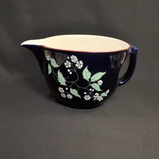 Hall Blue Garden Batter Bowl Pitcher Cobalt White Red Trim Original 1939-1953