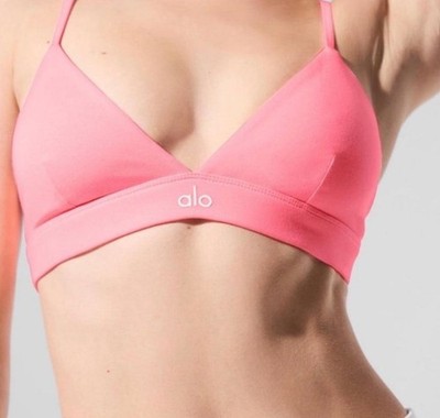 NWT Alo Yoga Splendor Bra Top in Neon Bubblegum White Pink Small