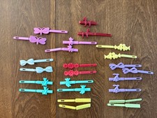 Lot of 12 Pair Plastic Barrettes Vintage Style CuteBunnyBirdBowTeddyBearPigDuck