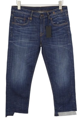 R13 Jungen Gerade Frauen Jeans 31 Howell Indigo Unregelmäßiger Saum Whisker Fade
