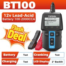 Topdon Bt100 12v Automotive Battery Load Tester Alternator Analyzer 100-2000 Cca