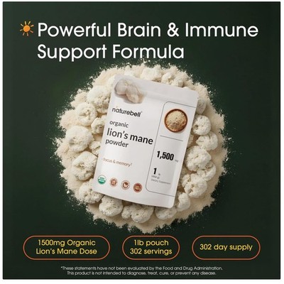 Organic Lion's Mane Powder 1,500mg - Brain Support