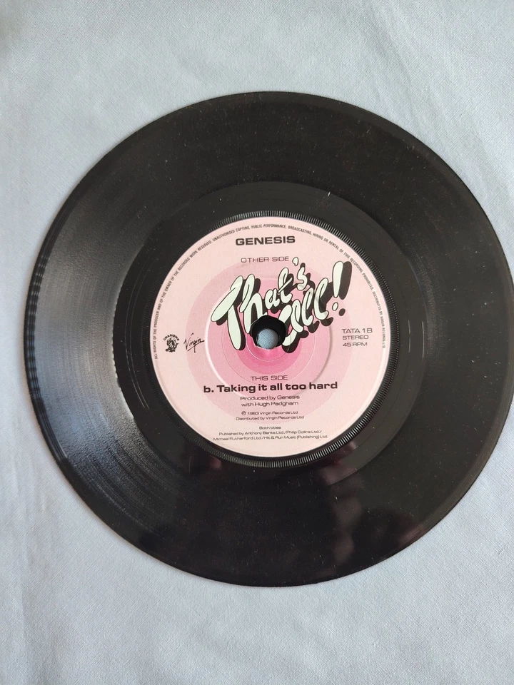 GENESIS "THAT'S ALL" 1983 7" VINYL SINGLE IN A DIE CUT PICTURE SLEEVE - Image 4 of 4