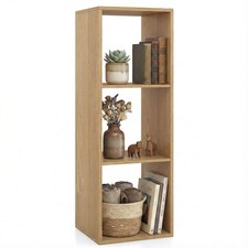 3-Cube Bookshelf, Modern Vertical Bookcase w/Back Guardrail & Anti-tipping Kits