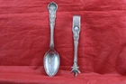 Wallace Sterling Silver Old Atlanta Sugar Claw Tongs + Matching Spoon W/Mono