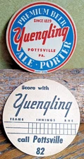 Yuengling Beer Coaster ... 1940's ... Pottsville Pa.