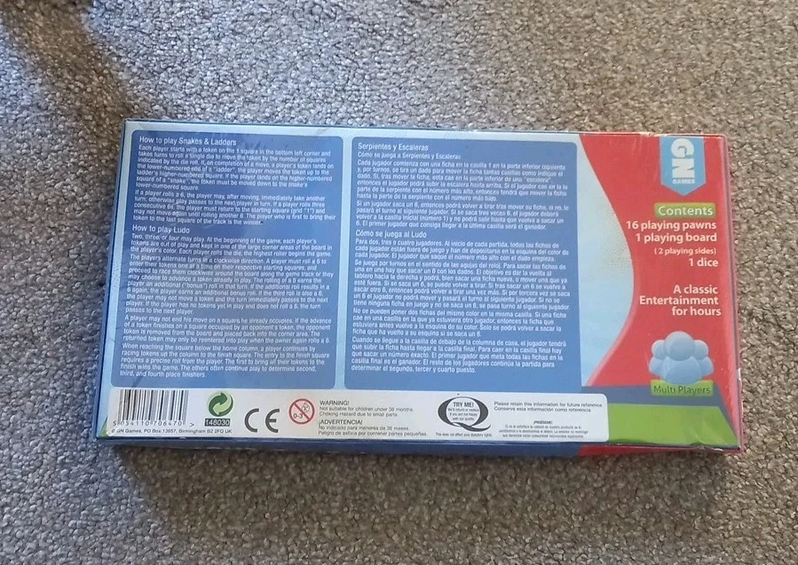 Ludo Snakes & Ladders 2 in 1 Board Game GN Games Brand New Sealed - Image 2 of 2