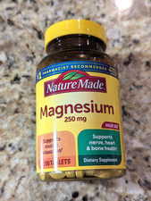 Nature Made Magnesium 250mg Nerve Heart Bone Health 200 tablets exp: 08/2028