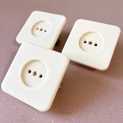 Soviet Wall Outlets Set of 3 VTG USSR Retro Electric Sockets 1970s Type C F