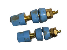 2 Gold Plated Speaker Terminal Binding Post Banana Jack Female Plug BLUE Vintage