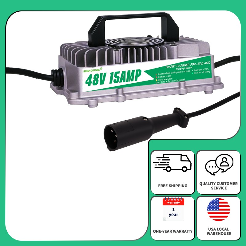 48V 15A Golf Cart Battery Charger IP67 For Club Car 3-Pin Sm