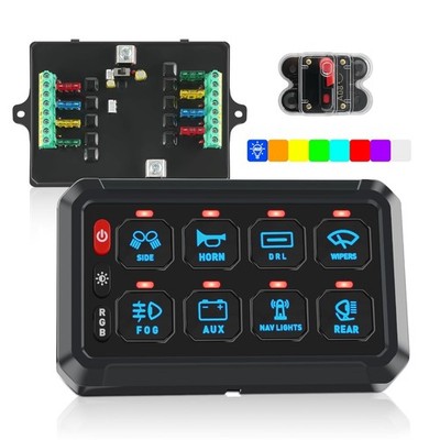 KISLED 8 Gang Switch Panel with RGB Button and Brightness Button for 5-Level ...