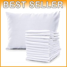 12 Pack White Pillowcases - Hotel Quality Poly Cotton