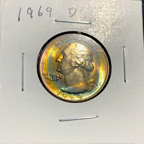 COLLECTIBLE (RARE) TONED- 1969 - D - Washington Quarter - BU - !