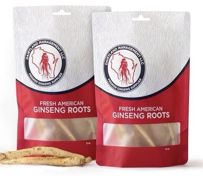 2 Pack Dairyland Fresh American Ginseng Roots Herbal Wisconsin Ginseng