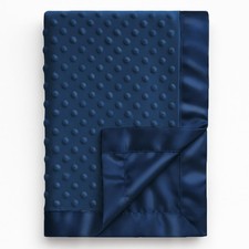 Pro Goleem Baby Soft Minky Dot Blanket with 30x40 Inch Pack of 1 , Navy Blue