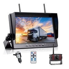 Wireless 10.1" DVR Monitor 4-Ch + 1080P Backup Rearview Camera Truck RV