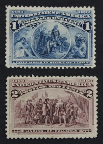 CKStamps: US Stamps Collection Scott#230 231 1c 2c Columbian Mint H OG