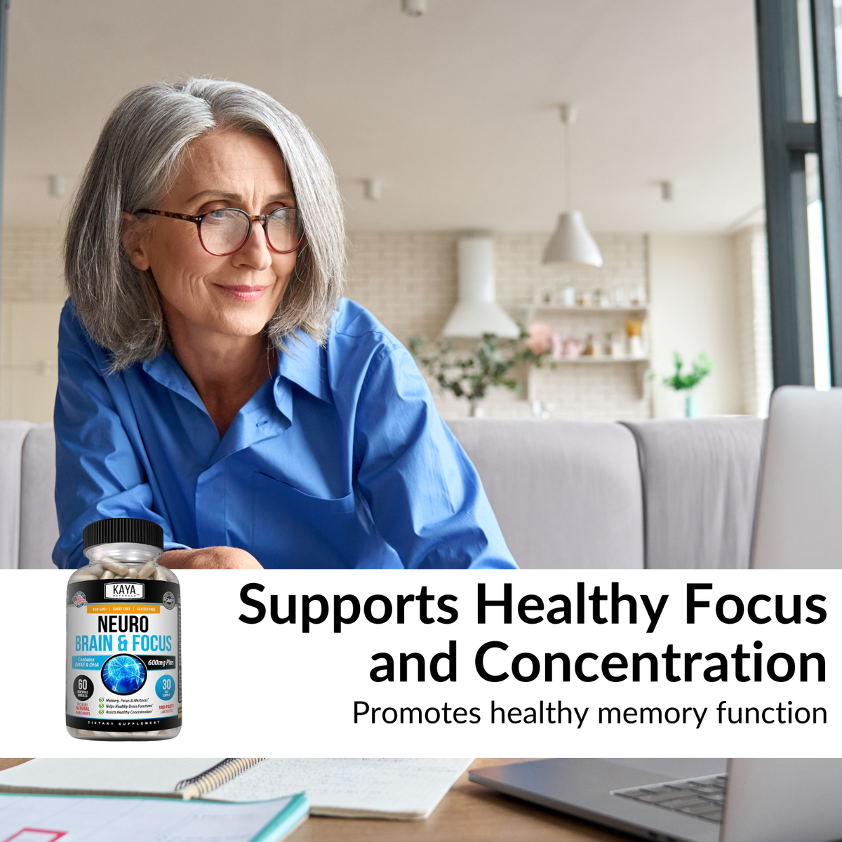 Kaya Naturals Neuro Brain & Focus Supplement Capsule - 60 (KNNBE60