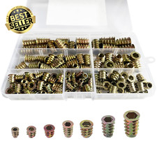 130PCS Metric Threaded Inserts Nuts for Wood M4-M10 Zinc Alloy Assortment Kit