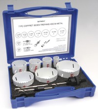Riss HSS Bi-metal Hole Saw Kit - 7 Size Set with Arbors - Builders Hole Saw Set