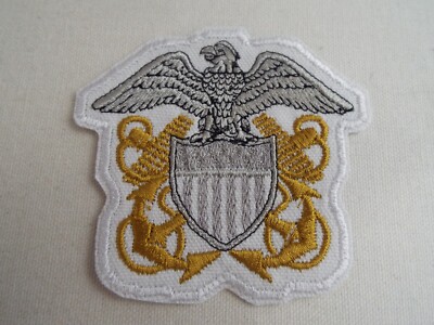 Navy Eagle Emblem Embroidered Iron On Patch