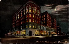 Postcard Monticello Hotel at night in Norfolk, Virginia