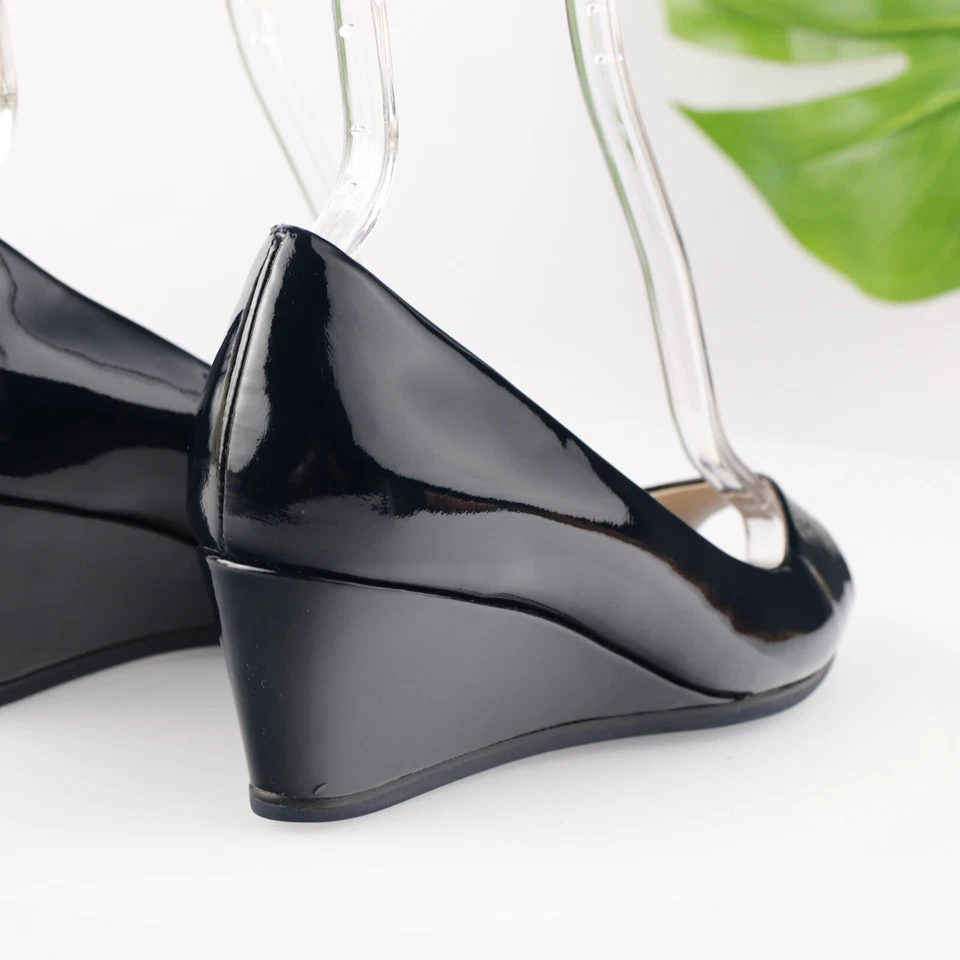 Zapato de vestir Cole Haan Grand Ambition para mujer talla 8 charol negro tacón de cuña Foto 4 de 4