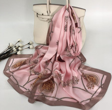 100 Silk Scarf Women neckerchief Shawl Wrap pink red brown SJ45-54