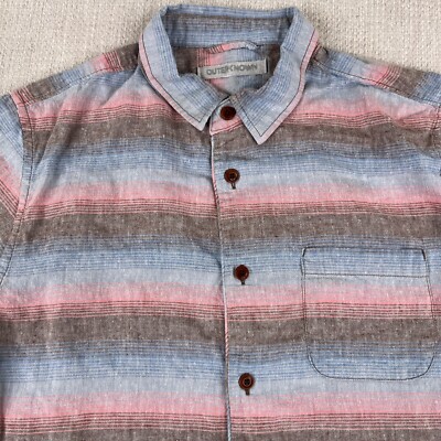 Outerknown Button Shirt Mens Small S Striped Hemp Surf Casual Beach Kelly Slater