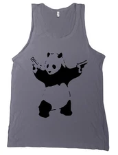 Banksy Panda With Guns Stencil Bella + Canvas Tank Top Shirt - MANY COLORS