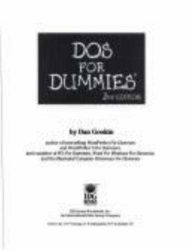 DOS For Dummies, 3rd Edition – Libro Di Dan Gookin – Guida MS-DOS – Edizione 1998