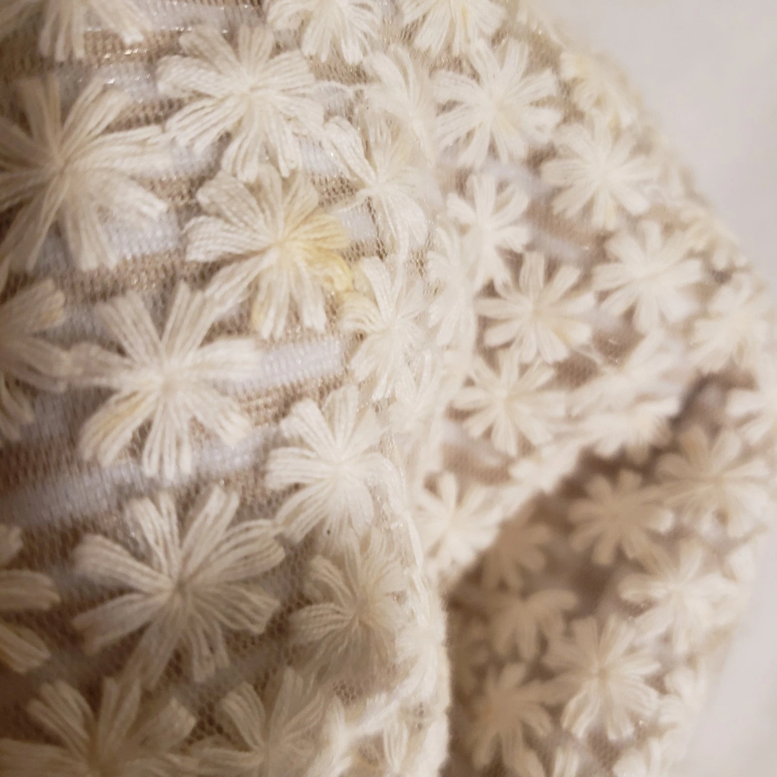 OFF WHITE Abito Gibson Latimer 14 ricamato pizzo fiori bianco sporco foderato