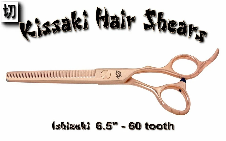Tesouras de desbaste Kissaki Pro Hair 6,5" Ishizuki 60t ouro rosa mistura titânio - Imagem 3 de 3