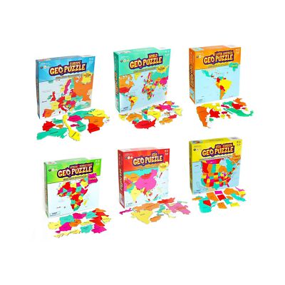 GeoToys GeoPuzzle, Country-Shaped Jigsaw Puzzles Set of 6, Geography Puzzle, ...