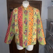 Koret Womens 70’s Style Vibrant Multi Coloured Quilted Unique Coat Size Xl