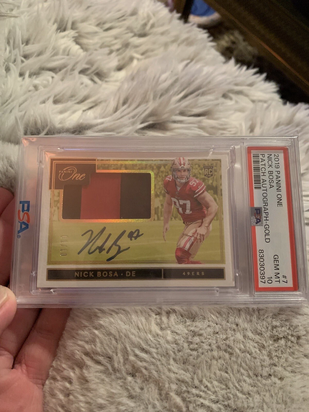 Nick Bosa Panini One #7 Autograph Patch Gold