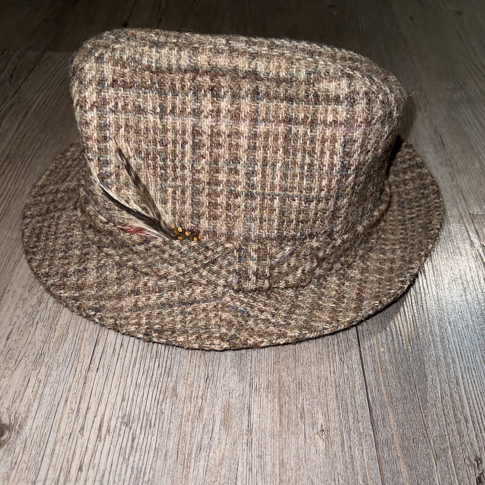 Vintage Brown Tweed Wool Pork Pie Fedora Hat by Richman Brothers Size Small 6 5/8-image