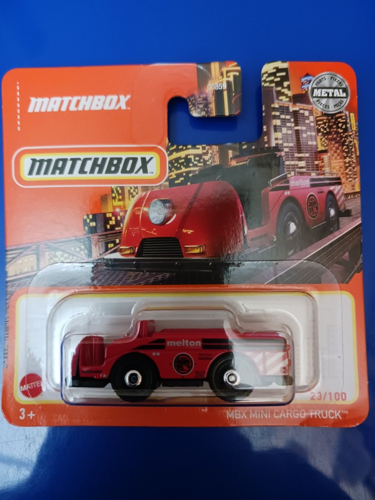 2021 Matchbox MBX Mini Cargo Truck 23/100, GXM43. Red with silver stripes