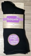 Peds Pediquette Women's Moisture Control Hug Support Socks Sz 5-10 Black 2 Pair