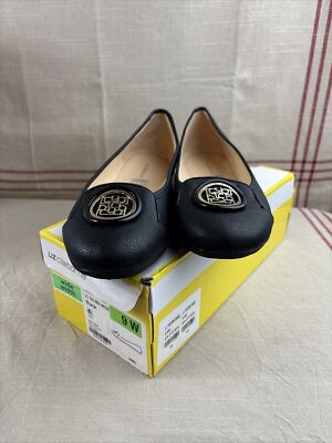 Liz Claiborne Selma round toe black ballet shoes size 9W