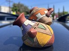 Vtg Andean Peruvian Style Hand Painted Clay Double Spout Vessel Pottery Figure — photo 1