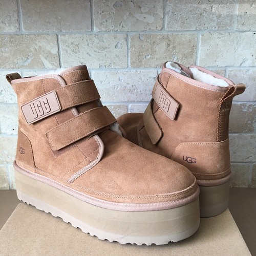 UGG NEUMEL PLATFORM CHESTNUT SUEDE WOOL DOUBLE STRAP ANKLE BOOTS SIZE 8  WOMEN | eBay