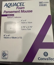 Aquacel Foam Dressing 4 X 4 Inch Square Sterile - 1 Box of 10 (420680)